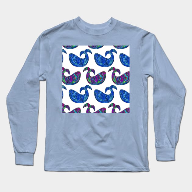 Whimsical Henna Whales Long Sleeve T-Shirt by HLeslie Design